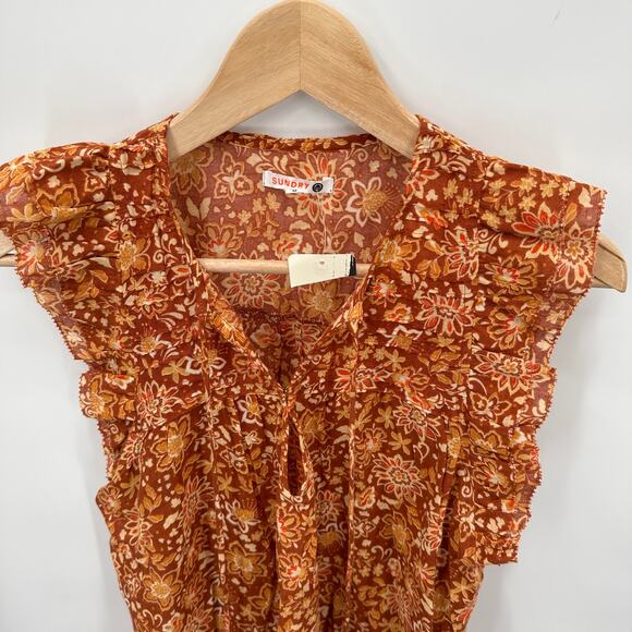 SUNDRY NWT Evereve Sienna Flutter Sleeve Blouse // 0 XS - Picture 6 of 11